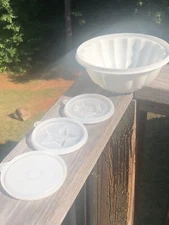 Vintage TUPPERWARE JEL-N-SERVE Jell-O JELLO MOLD INSERT  3 Lids Star Tulip Plain