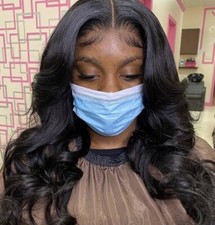 22 INCHES HUMAN LACE FRONTAL WIG WAVY.