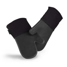 HexClad Silicone Oven Mitt Set, 2-Pack, Heat Resistant to 500ºF, Black