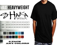 6 Pack Shaka Wear Mens Max Heavyweight T-shirt Any Color Basic Plain Tee