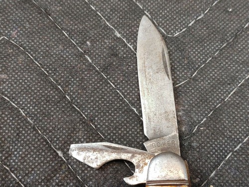 Vintage Boker USA Long Pull Equal end Jack knife opener awl flat head - Picture 2 of 11