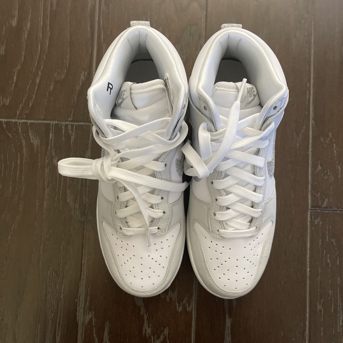 NIKE(women's DUNK HIGH/) ★大きいサイズ26.5cm新品 New Nike Dunk High Silver Glitter Swoosh Women's Size 6.5 US