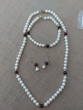Boxed Bridal Wedding jewellery pearl necklace bracelet and earrings RRP &pound;55.99