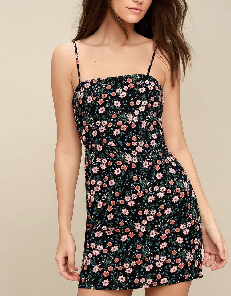 Lulus As If Black Floral Print Mini Dress Size Small New | eBay