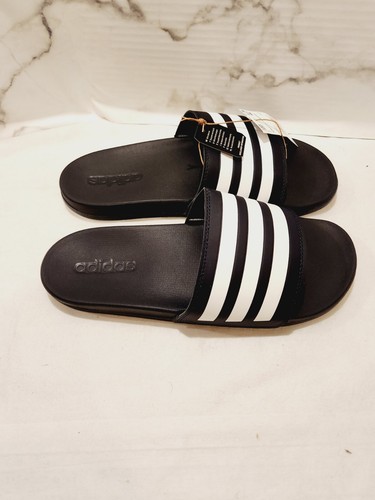 Adidas Adilette Comfort Slides in Black And White - Size 9 - Picture 3 of 7