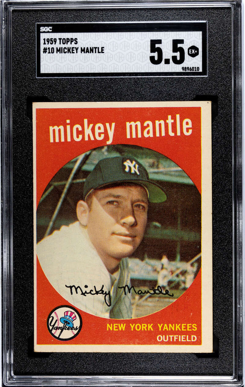 1959 Topps #10 Mickey Mantle Yankees HOF SGC 5.5 EX+