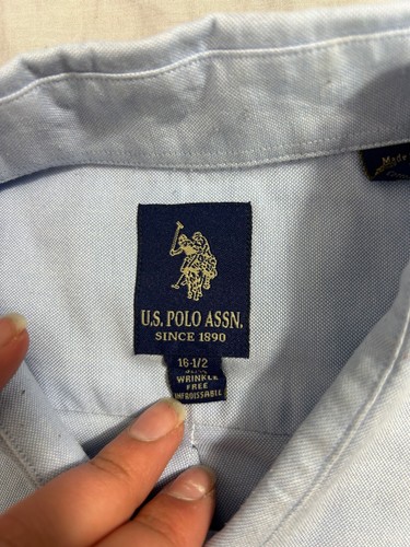US Polo Assn, Men's Plain Light Blue Long Sleeved Shirt, Size Large - Used - Picture 2 of 7