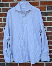 Emanuel Berg Men's XL Modern Fit Plaid Knit Button-Up Shirt Gray Tan