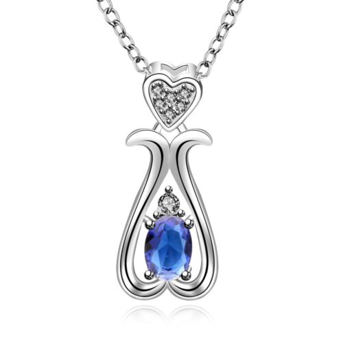 Ladies Blue stone necklace heart Pendant Stone Women Necklaces Ladies Jewellery - Afbeelding 1 van 1