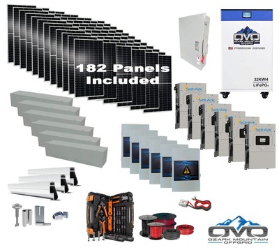 100KW Complete Offgrid Solar Kit + 6x 15K Sol-Ark Inverter + 32kWh OMO 48V Freed