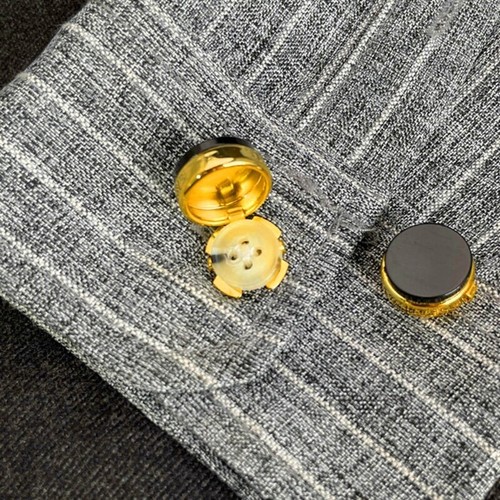 10pcs Brass Round Cuff Button Cover Formal Shirt Cuff Links for Photo Taking - Picture 3 of 10