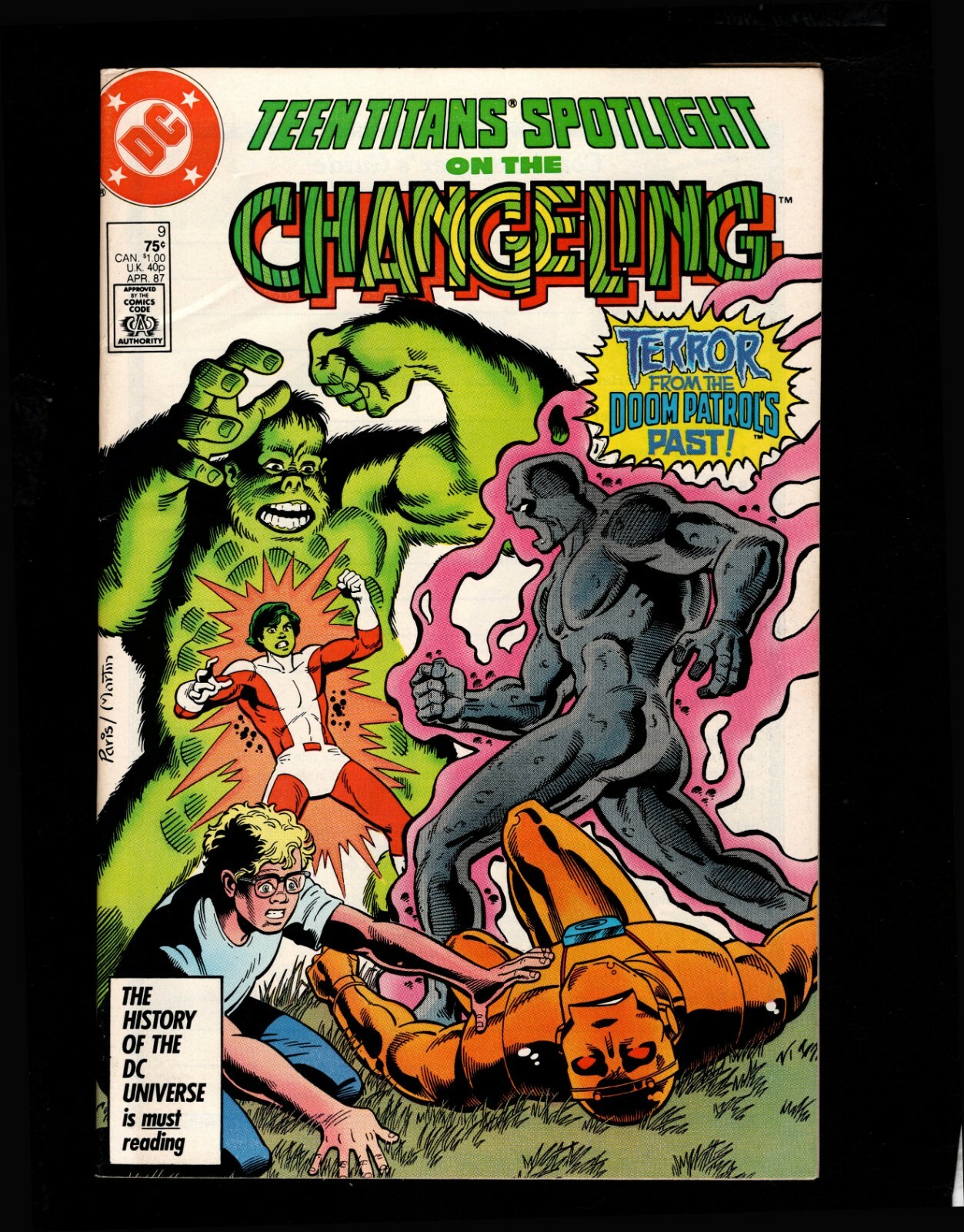 Teen Titans Spotlight, Changeling, #9, DC,1987, Terror Doom Patrol, SLEEVE/BOARD