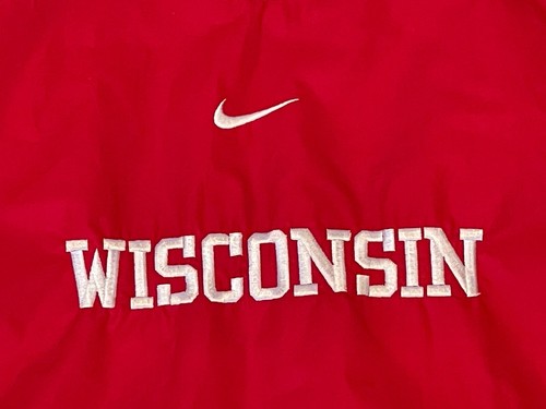 VTG Nike Center Swoosh Wisconsin Badgers Pullover Windbreaker Jacket Size XL Red - Picture 3 of 22