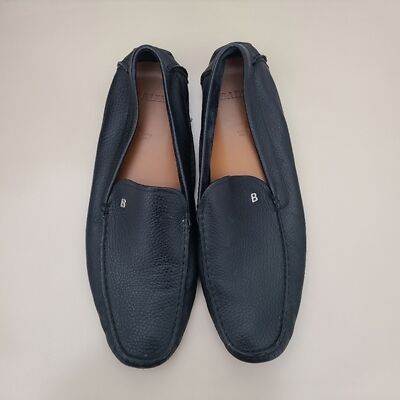 Bally Wander-U-O Pebbled Leather Driver Loafer Black Size 13