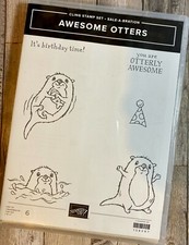 Stampin up! Awesome Otters Sale-a-Bration Stamp Set, 6 Cling Stamps!