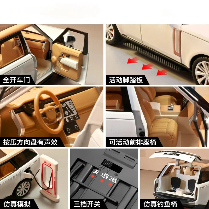 1:24 Range Rover Alloy Car Diecast Toy Vehicles Car Model Sound light Pull back - Image 3 of 4