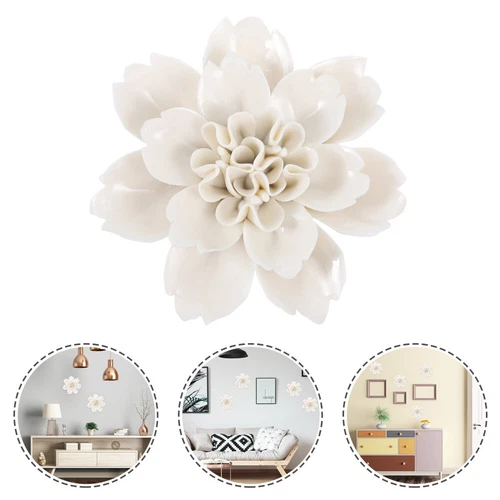 1PC Wall Ceramic Flower Sculpture 3D Wall Hanging Decoration Home Decor - Picture 1 of 12