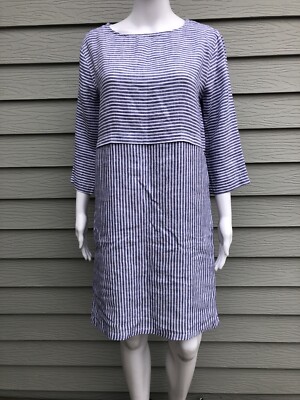 Isaac Mizrahi NWT Women's 100% Linen Striped Dress Blue/White Round Neck Size XS | eBay Isaac Mizrahi NWT Women's 100% Linen Striped Dress Blue/White Round Neck Size XS | eBay