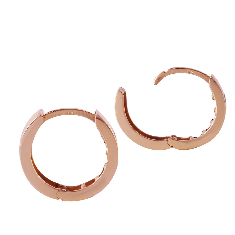 0.85 CTW 14K Solid Rose Gold Hoop Huggie Earrings Aquamarine - Image 3 of 4