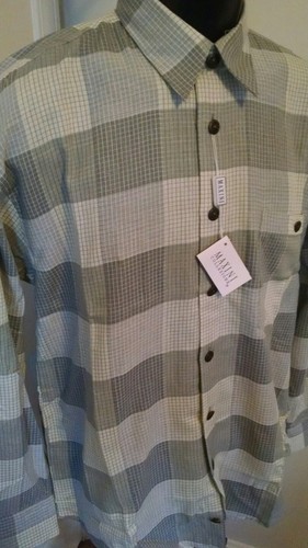 MEN'S SIZE M SHIRT MAXINI COLLEZIONE GRAY LONG SLEEVE POCKET - Picture 2 of 5