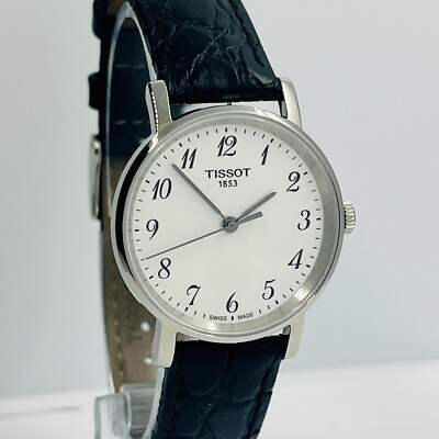 Tissot Women's T109210A Silver/Black Leather Swiss Made Sapphire