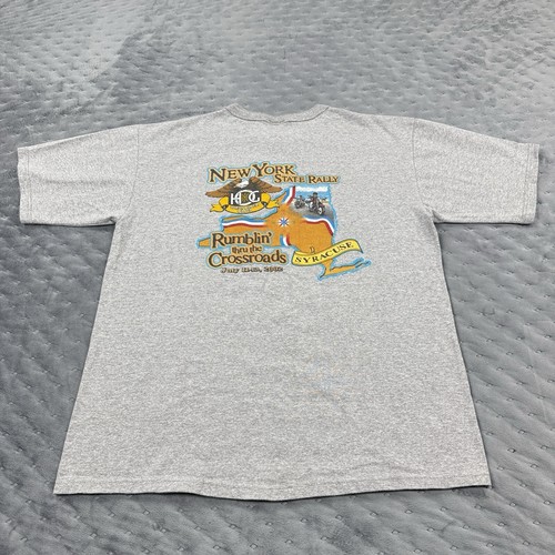 New York State Rally Shirt Mens Large Gray Henley Cotton Syracuse