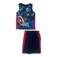 Marvel Avengers Boys' Captain America 2-pc Short Set  4, 5, 6, 7