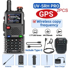 2Pcs Baofeng 5RH PRO GPS FM Walkie Talkie Multi Band Two Way Radio Bluetooth Mic