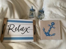 Nautical Home Items Tray Anchor Light and Mugs