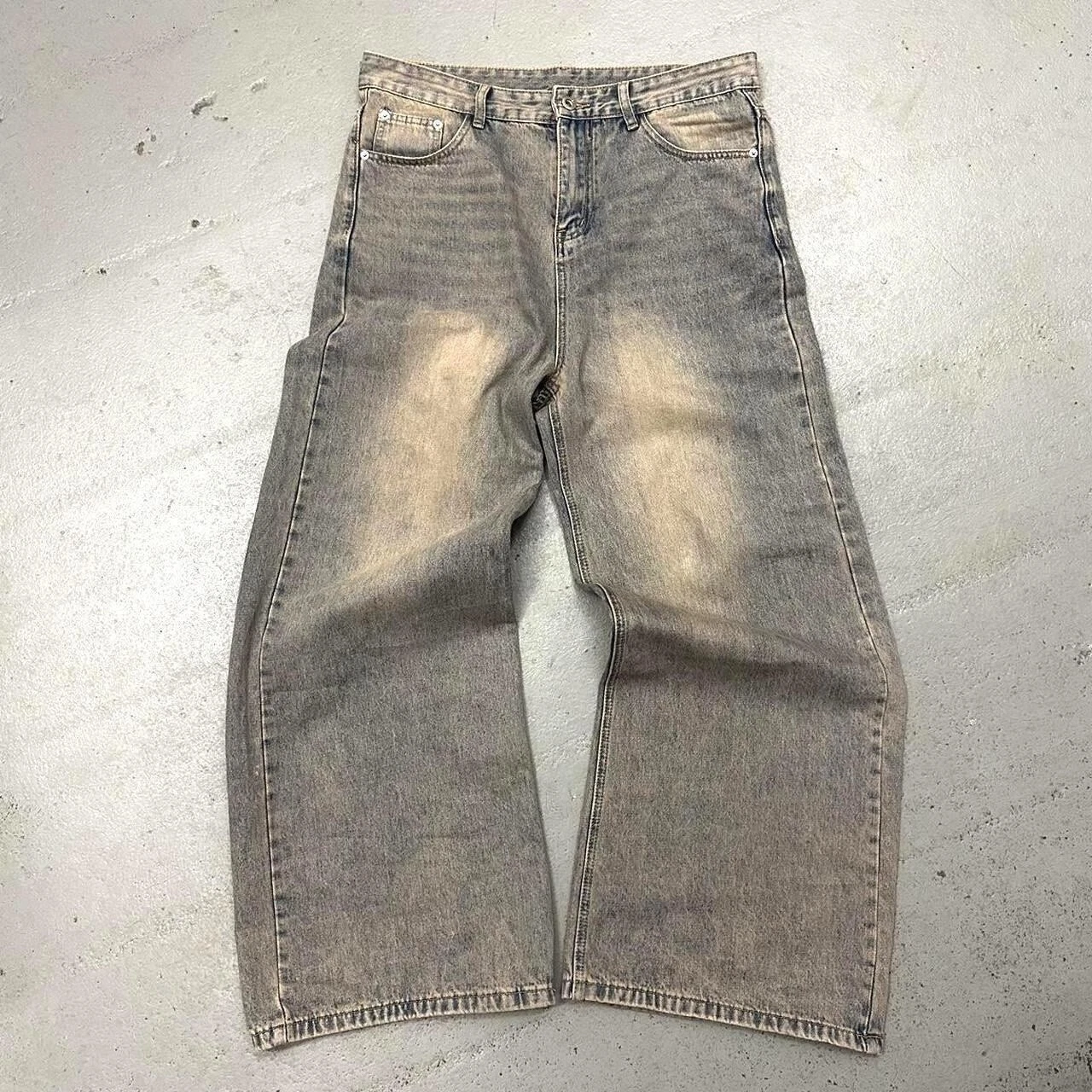 Y2K BAGGY JEANS MARRON DÉLAVÉ JAMBES LARGES ANNÉES 2000