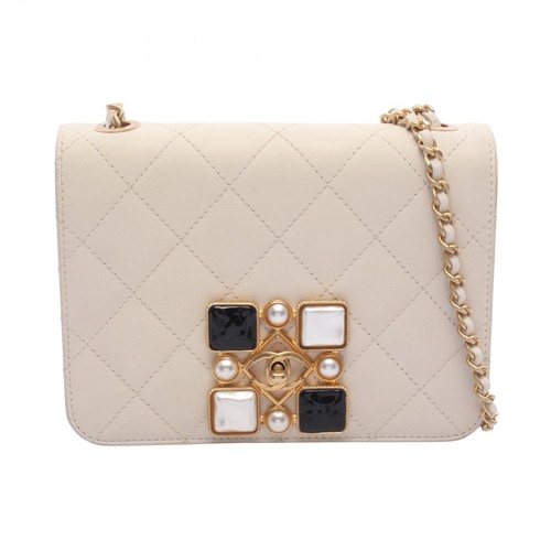 CHANEL Gripoix Matelass Full Flap Shoulder Bag Bag Leather White System Used fro