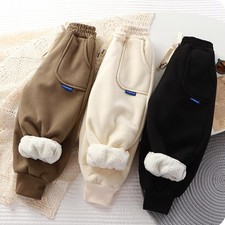 New Boys 2-12y Winter Thick Sweatpants for Girls Casual Pants Boy Student Loose