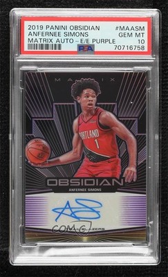 2019 Obsidian Matrix Electric Etch Purple 67/75 Anfernee Simons PSA 10 Auto 0d3