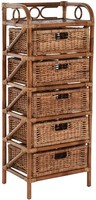 Rattan-Kommode Badregal 5 SchubfäCher Aus Echtem Rattan 46 Cm Breit (Braun)
