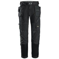 Image of Snickers Work Trousers Mens Regular Fit Black Stretch Multi Pockets 33W 32L