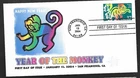 CHINESE NEW YEAR OF THE MONKEY YEAR 2004 KPMG CACHET FDC UNADDDR