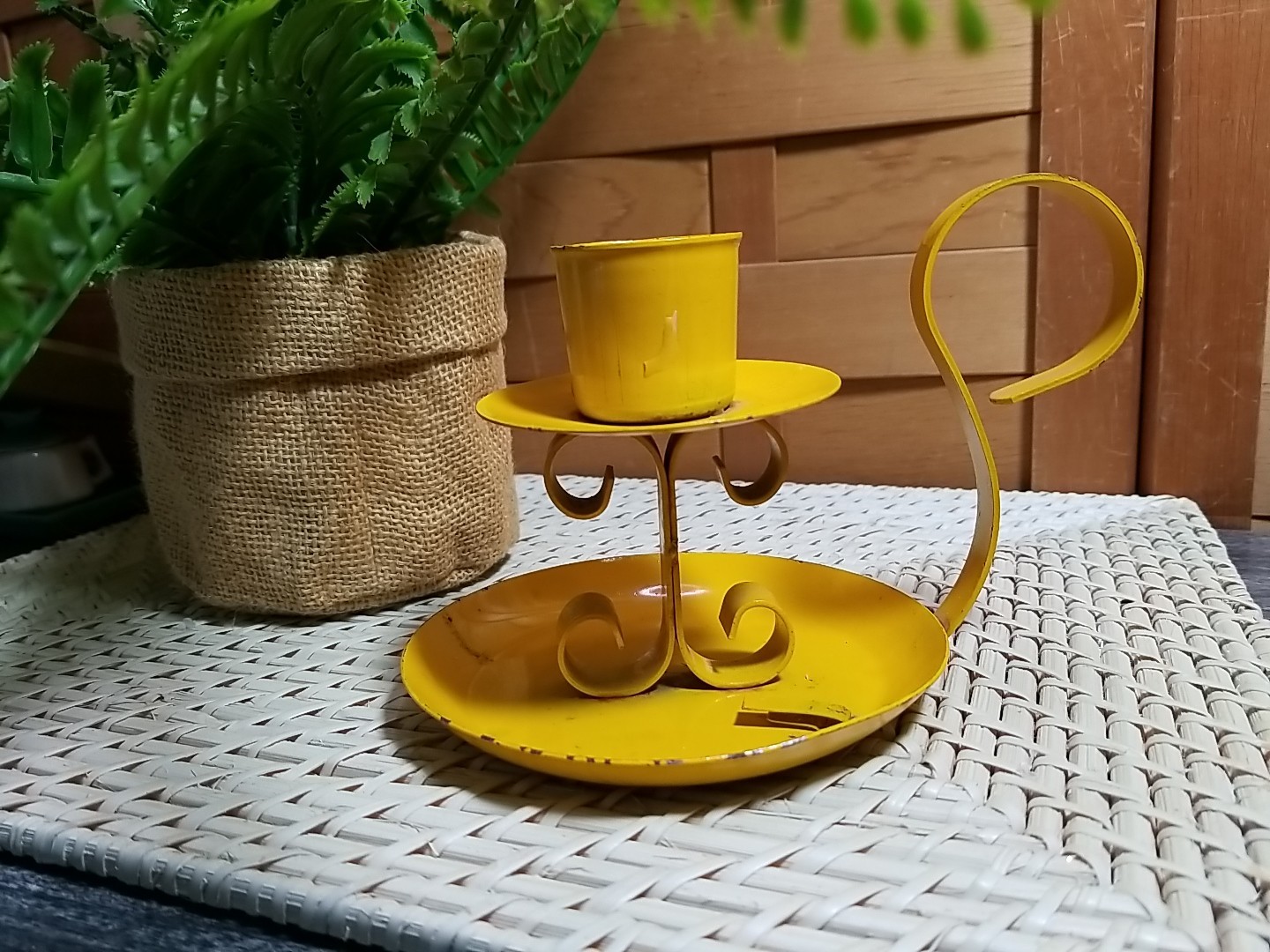 Metal Yellow Curved Handle Retro