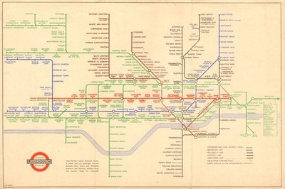 LONDON UNDERGROUND Röhrenkarte Plan Diagramm. Grüne Metropolitan Line. BECK #1 1943