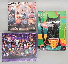 Jigsaw Puzzle Lot of Three Vibrant Colorful Animal Themed 1000 Piece - Complete