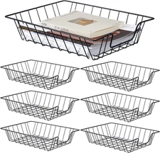Yeaqee 6 Pcs Letter Tray Wire Paper Trays Stackable File Desk Organizer Metal Fi