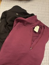 TWO ATHLETA  women's pullover tops -Large - Three Quarter Zip -Cranberry & Black