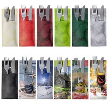 Bestecktaschen mit Servietten viele Farben und Dekore für Privat und Gastronomie