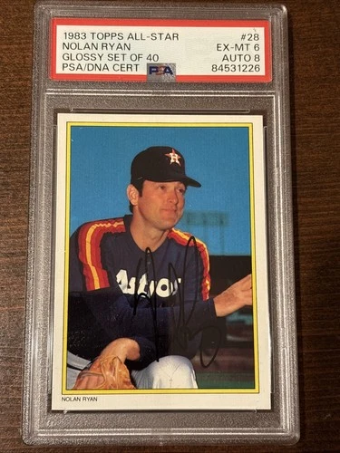 1983 Topps All Star Glossy #28 Nolan Ryan Signed Auto PSA 6/8