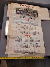 Vintage 1976 calendar linen tea towel wall hanging spirit of '76