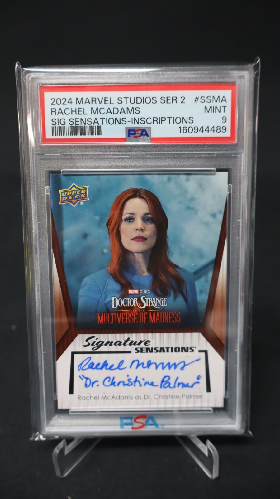 MARVEL STUDIOS UD Series2 Rachel McAdams Christine Palmer Inscription AUTO PSA 9