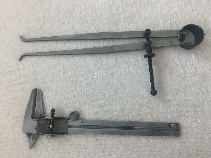 Vintage Calipers,5” SteelCraft Slide Germany, & 7” Straight Leg Inside Caliper