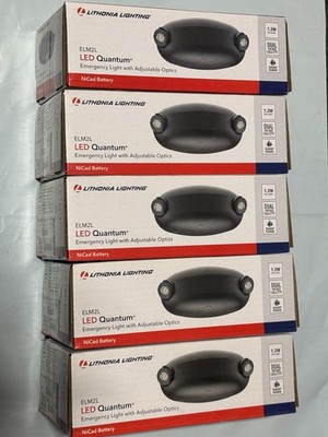 (Lot of 5)  LITHONIA LIGHTING ELM2LB12 120/277-V LED Hardwire Emergency Light