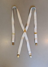 40s Vintage Hickok Men's Clip Suspenders Braces White Gold Skinny Rockabilly