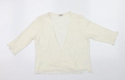 text Damen Wickelpullover Elfenbein Größe L