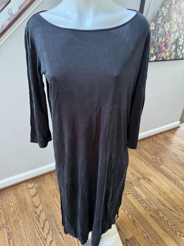 THE ROW Black Cupro Long Sleeve Stretch Slinky Midi Dress Size Small